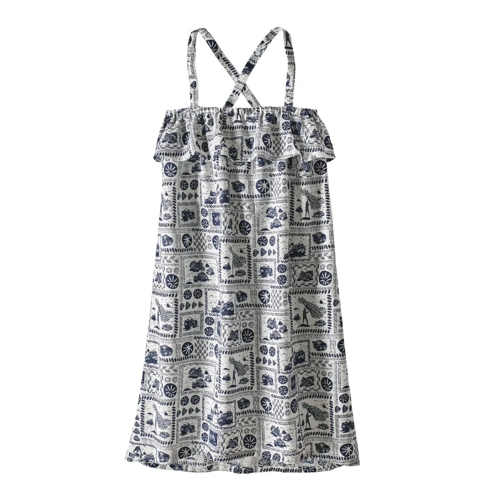 Patagonia Pataloha Ruffle Dress in Opihi Man: Classic Navy Girl Size XS